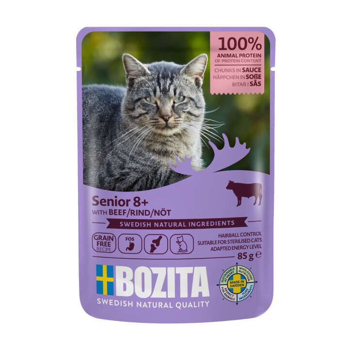BOZITA Katzen-Nassfutter Senior 8+ Rind-Häppchen in Sauce